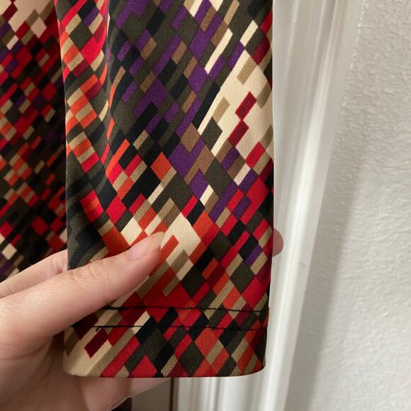 Connected Apparel Dress Women's Large Brown Red Multicolor Long Sleeve Dress - Picture 6 of 11